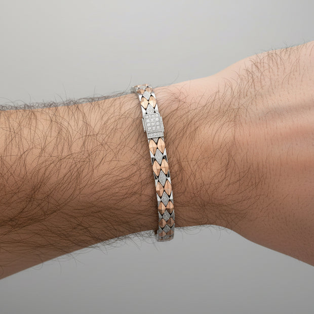 92.5 Silver Designer Bracelet for Men with Rosegold Coating