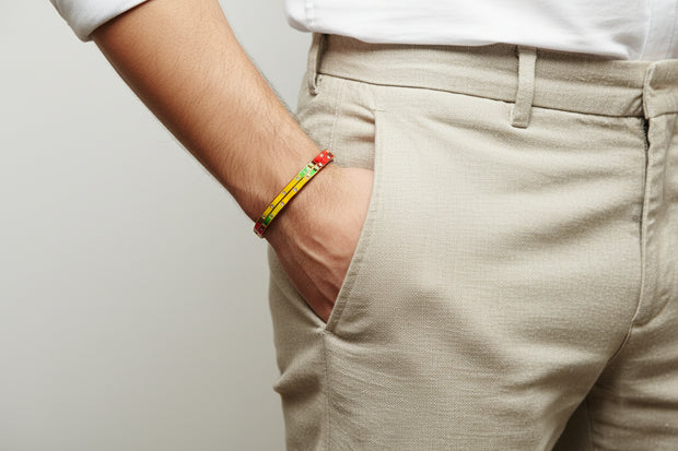 92.5 Silver Bangle type Men Bracelet With Stones