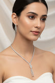 92.5 Sterling Silver Necklace with Stone Pendant and Earrings