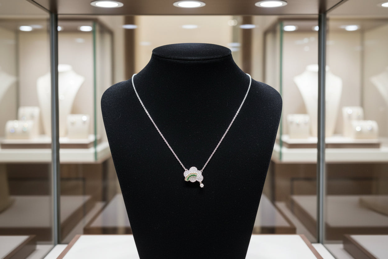 925 Sterling Silver Chain With Rainbow Pendant