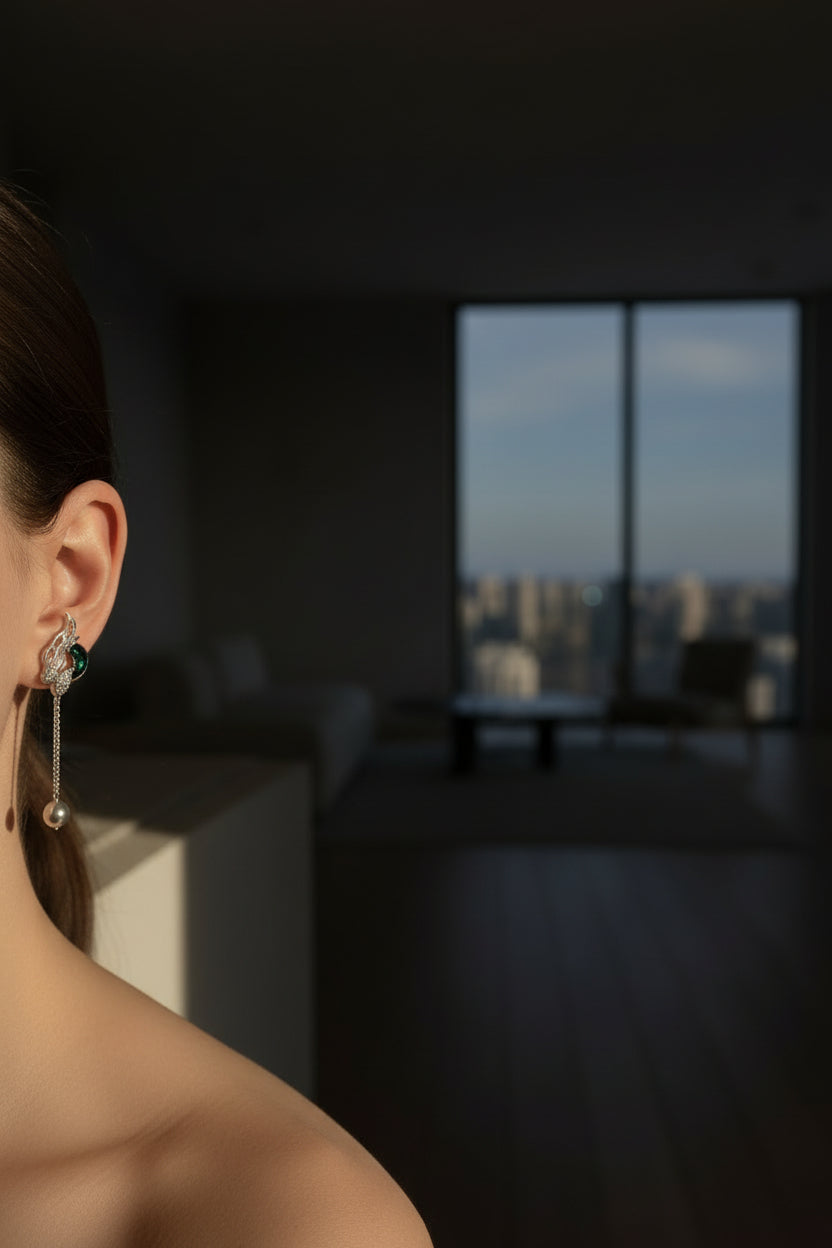 92 5 Silver Necklace With Peacock Pendant and Earrings