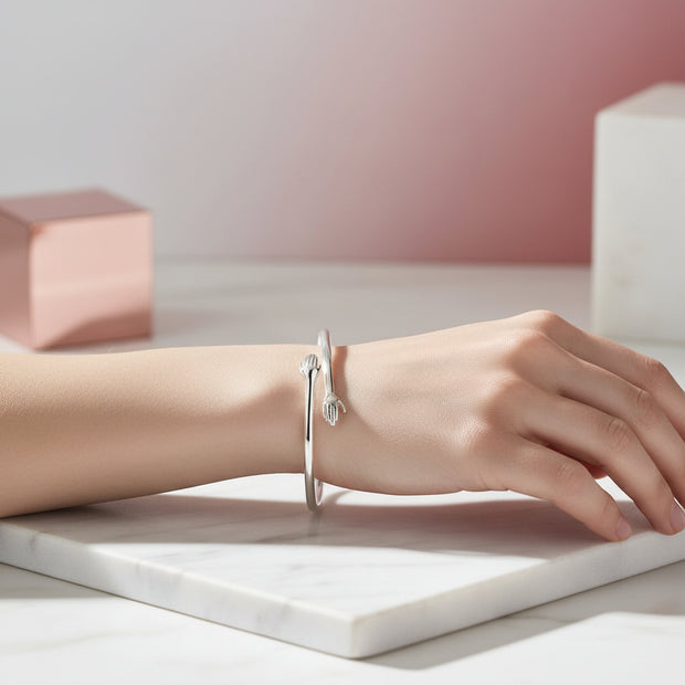 92.5 Sterling Silver Women Bracelet /Hand Folded Model