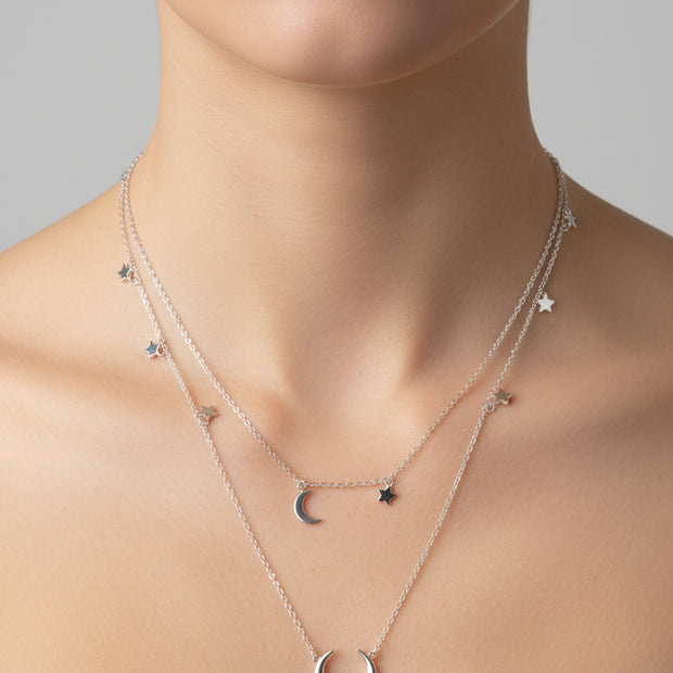 925 Sterling Silver Double Layered Women Necklace