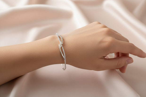 92.5 Sterling Silver Women Bracelet /Heart Model