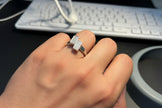 92.5 Sterling Silver Zircon Geometric Ring For Men