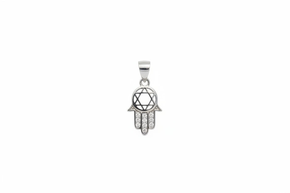 925 Sterling Silver Hamsa Hand Pendant