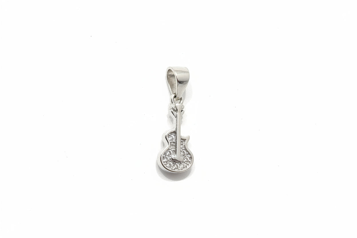 925 Sterling Silver Guitar Pendant