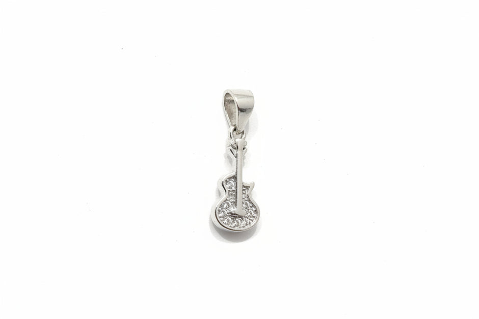 925 Sterling Silver Guitar Pendant