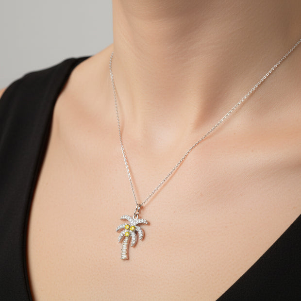 925 Sterling Silver Chain With Palmtree Pendant