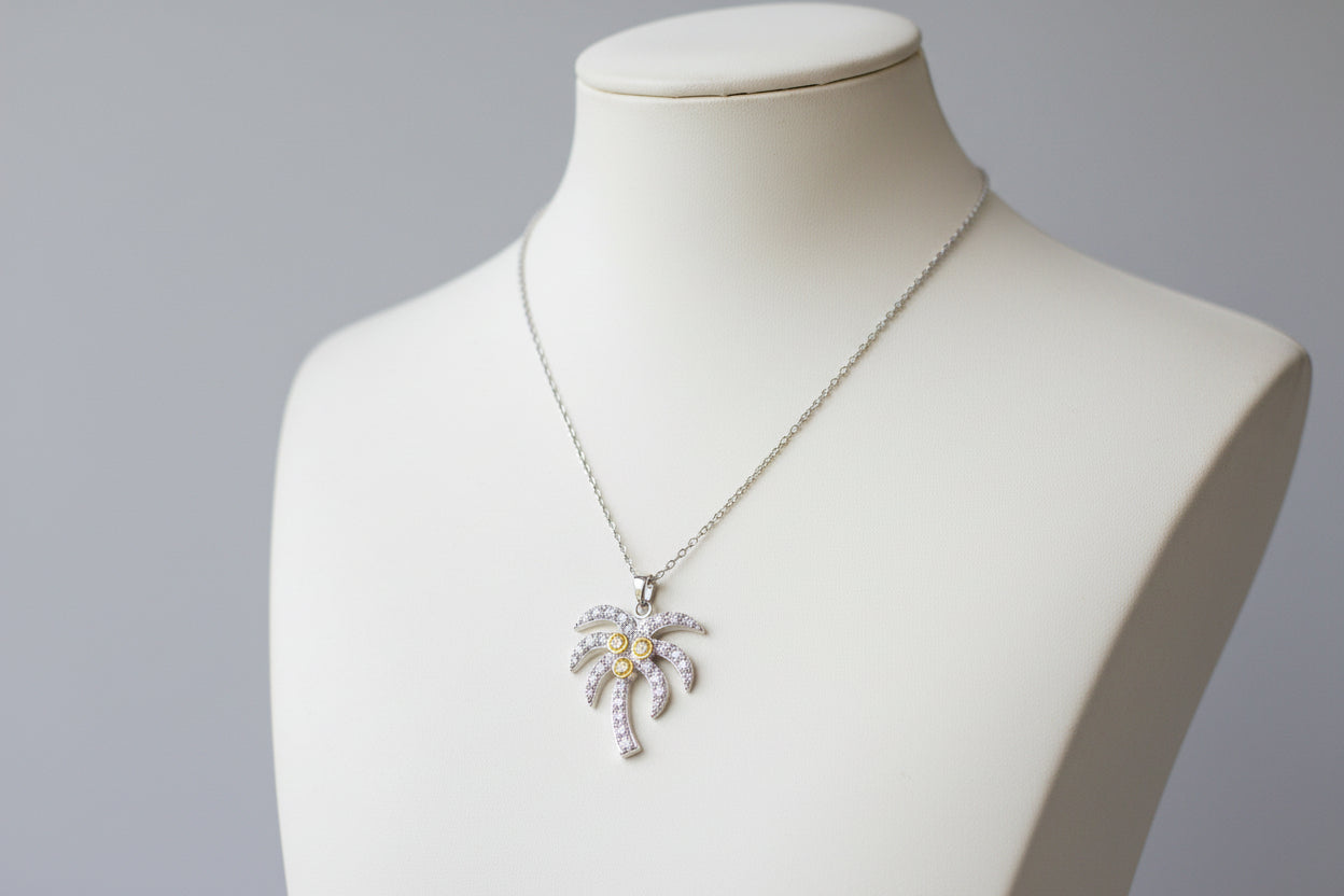 925 Sterling Silver Chain With Palmtree Pendant