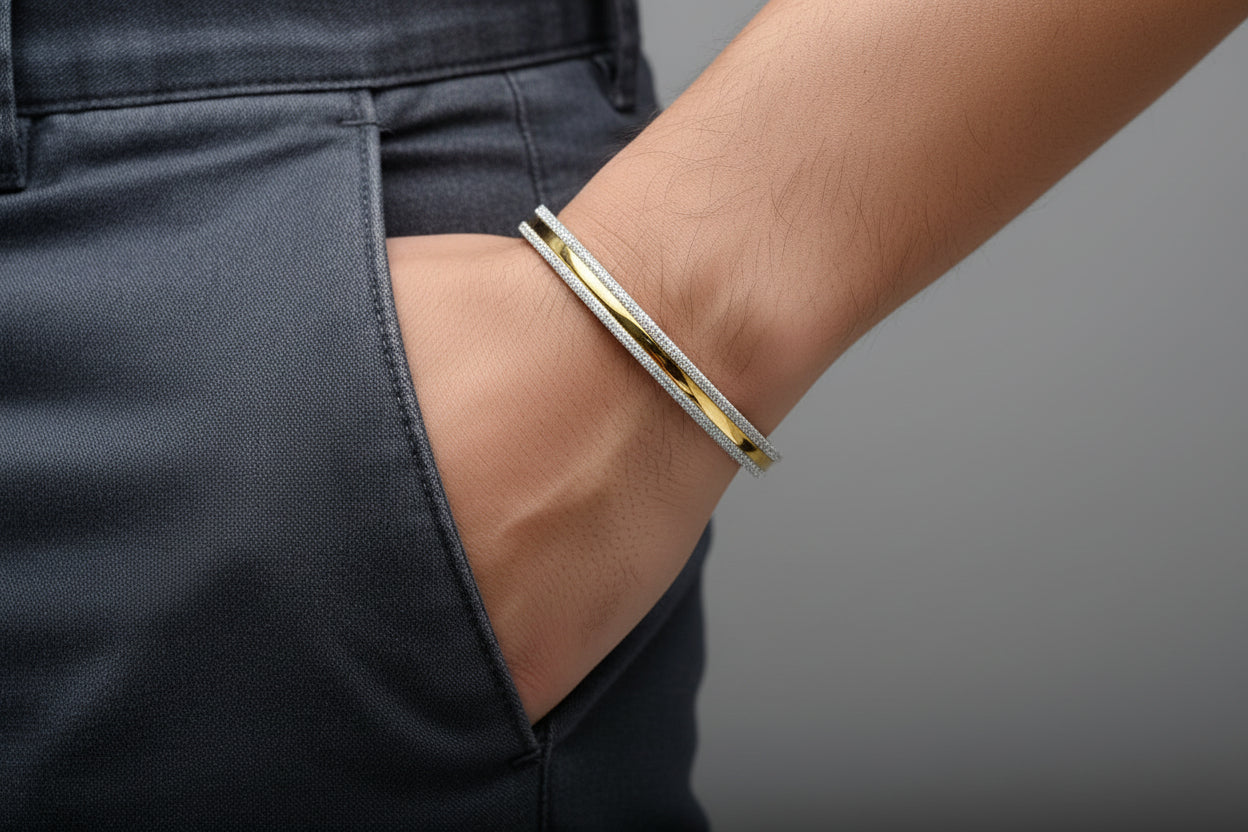 925 Sterling Silver Bangle type Men Designer Bracelet