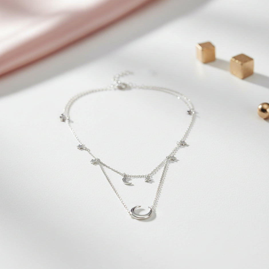 925 Sterling Silver Double Layered Women Necklace