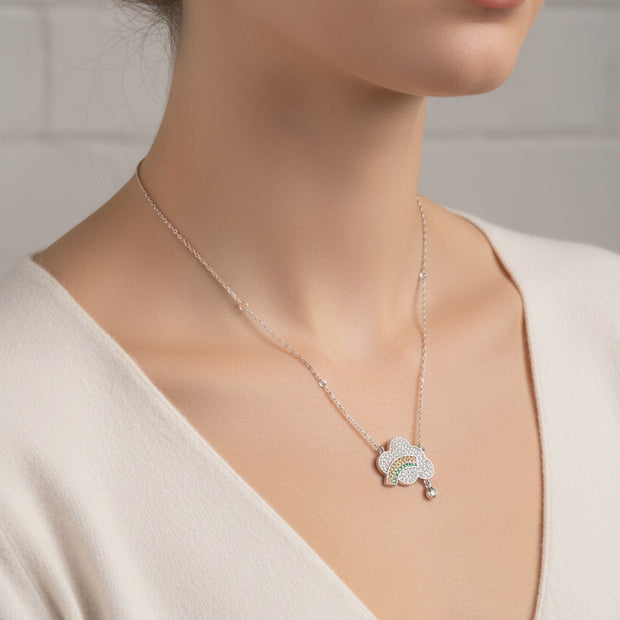 925 Sterling Silver Chain With Rainbow Pendant