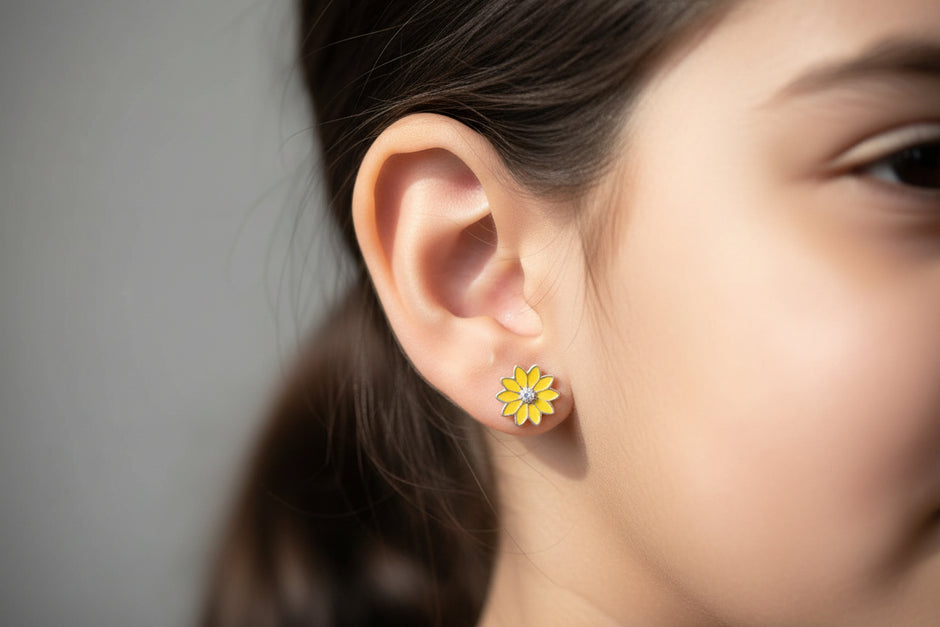 925 Sterling Silver Chain With Yellow Flower Pendant